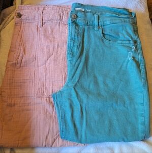 Old Navy Pink and Teal Wide Leg Pants